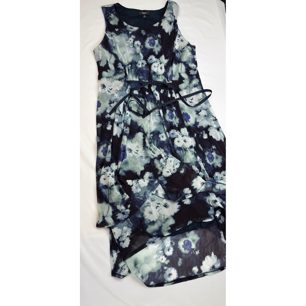 Simply Vera Vera Wang Blue Floral High Low Sleeveless Midi Dress Womens Size M